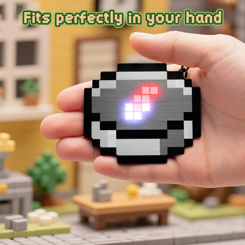 Rechargeable LED Pixel Compass Keychain Glowing Pixel Style Backpack Pendant Creative Game Periphery Gift for Gamers Birthday