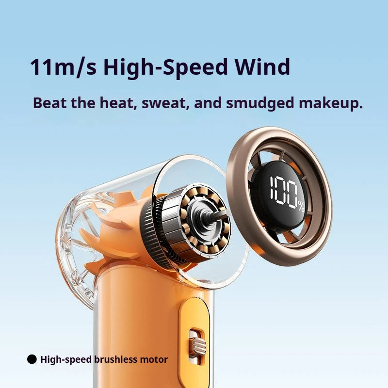 Mini Portable Handheld Fan,100-Speed Stepless Adjustable Pocket Fan with Digital Display,85g Ultra-Light Personal Fan for Travel