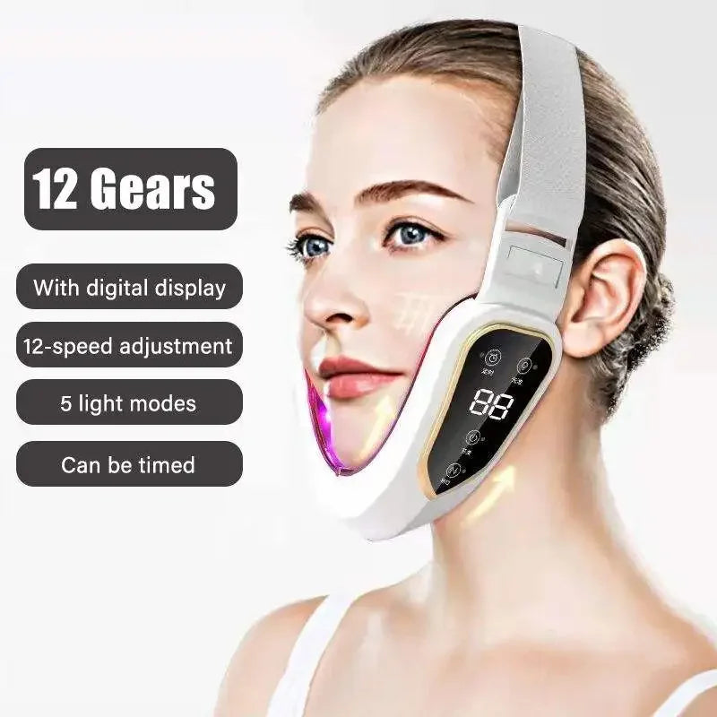 LED Photon Therapy Facial Slimming Vibration Massager Facial Lifting Device Facial Double Chin V Face Vibration Massager