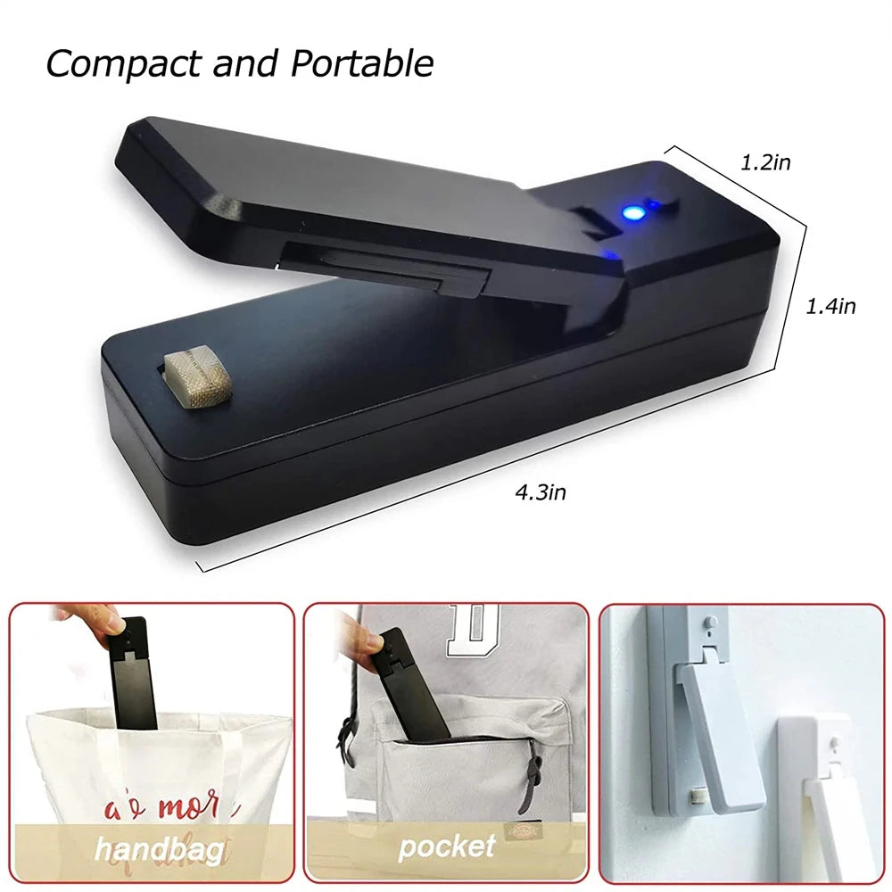 Mini Bag Sealer 2 in 1 Rechargeable Portable Bag Vacuum Heat Sealer