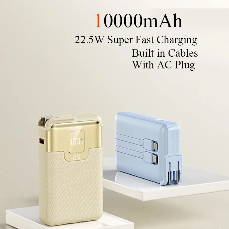 New 20,000 MAh Super Fast Charging Power Bank 2-in-1 with AC Plug, Multi-function with Dual-wire Wall Plug Mobile Power Supply