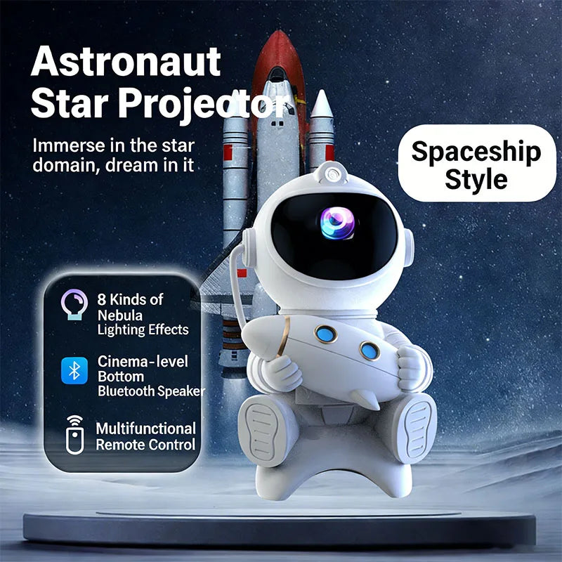 Astronaut LED Night Light Galaxy Star Projector Bluetooth Speaker Remote Control Timer 360° Adjustable Angle for Bedroom Decor