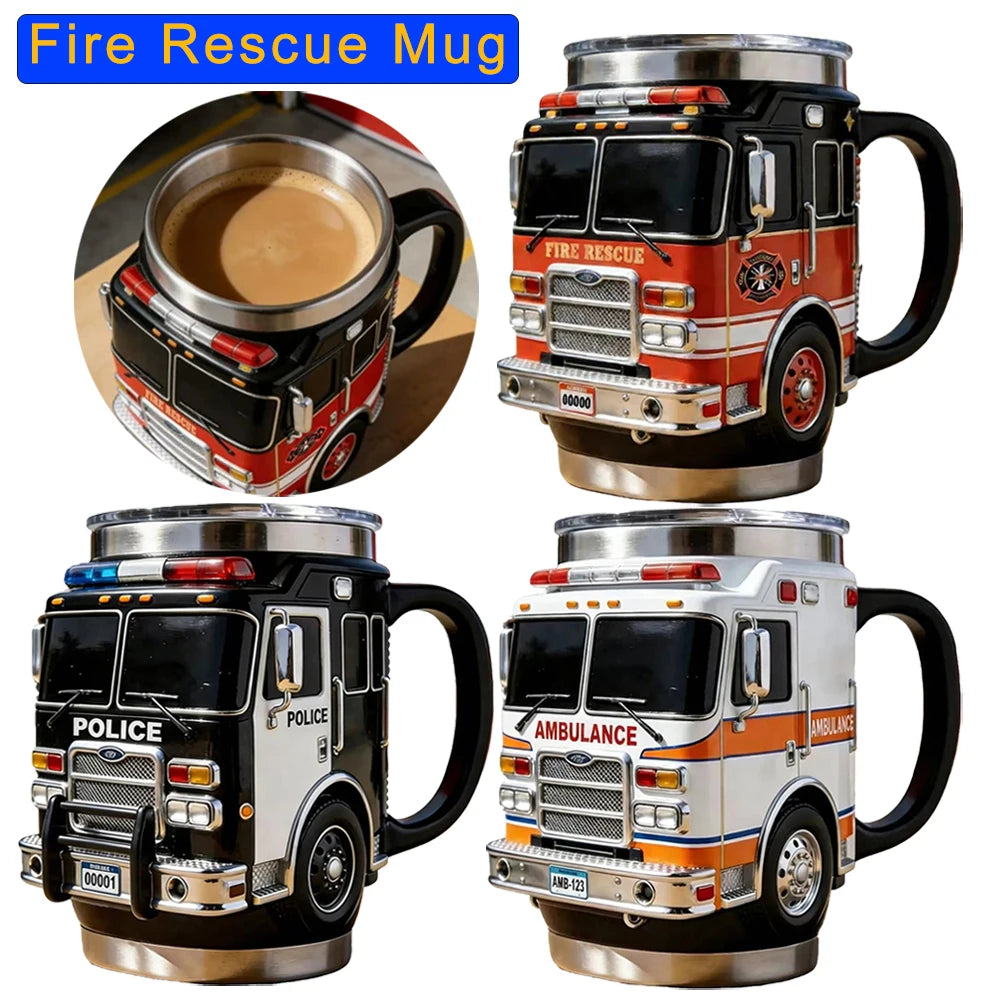 Creative Fire Rescue Mugs Firefighting Coffee Mugs Creative Design Truck Coffee Mug Firefighting Coffee Mugs Tea Cups