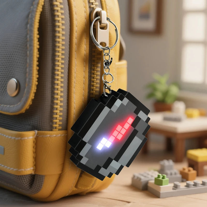 Rechargeable LED Pixel Compass Keychain Glowing Pixel Style Backpack Pendant Creative Game Periphery Gift for Gamers Birthday